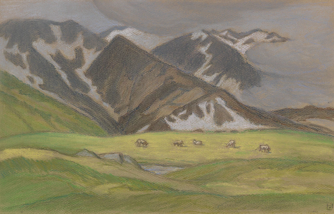 Paesaggio alpino con mucche al pascolo
